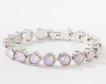 Pink Water Opal Bracelet • Touchstone bracelet • Stainless Steel Bracelet • Swarovski Bracelet • Handmade Gift for Her