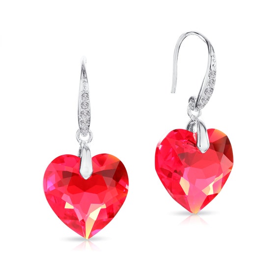 Amazon.com: Swarovski Crystal Drop Large Heart Shape Earrings in Jet for  Pierced Ears/Swarovski Crystal Earring/Stud Earrings with Heart Drop in  Large Jet: Clothing, Shoes & Jewelry