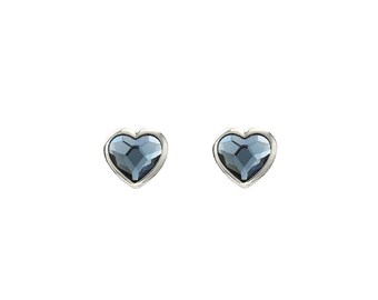 Blue Heart Earrings • Swarovski Heart Earrings • Surgical Steel Earrings Studs • Heart Shaped Earrings • Heart Stud Earrings • Romantic Gift