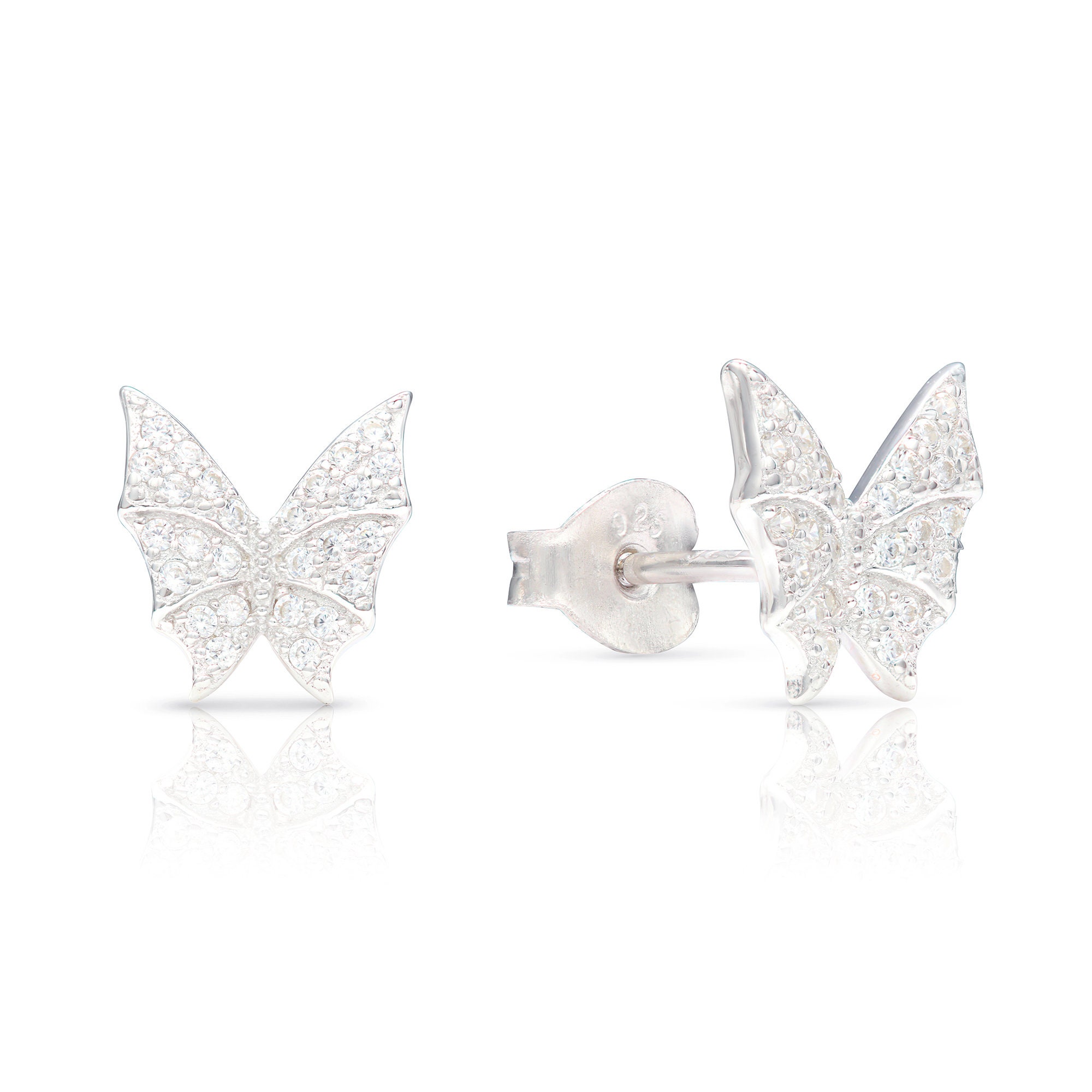 Orecchini a forma di farfalla in argento sterling e zirconi cubici (non restituibili) - Italia