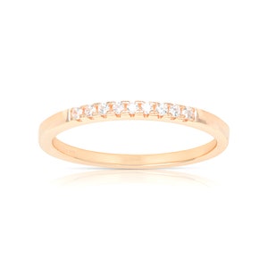 Thin Rose Gold Ring • CZ Diamond Half Eternity Ring • Wedding Band • Dainty Ring • Engagement Ring • Minimalist Ring • Stacking Ring