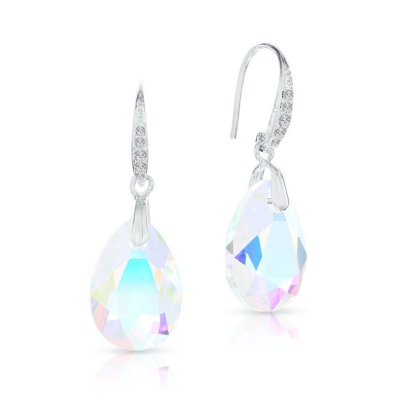 Orecchini A Goccia Con Cristalli Blu E Perline Avorio - Gioielli - Foto 10