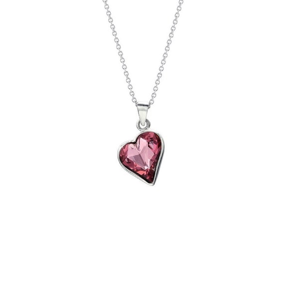 Pink Crystal Heart Necklace - Wonderland Case