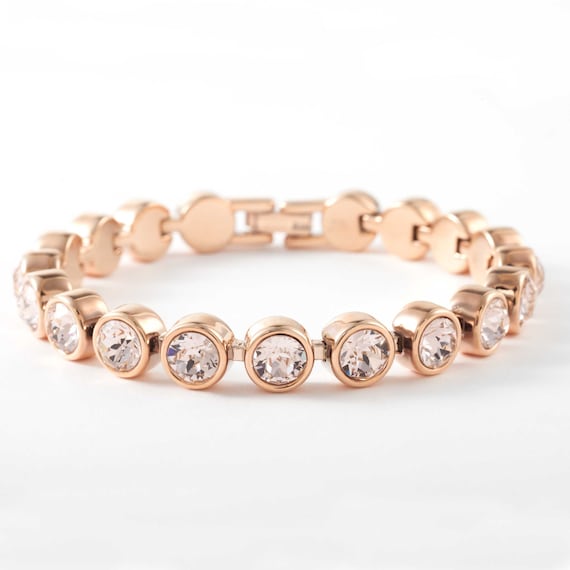 Rose Gold Bracelet Plated Swarovski Bracelet Sparkly Crystal