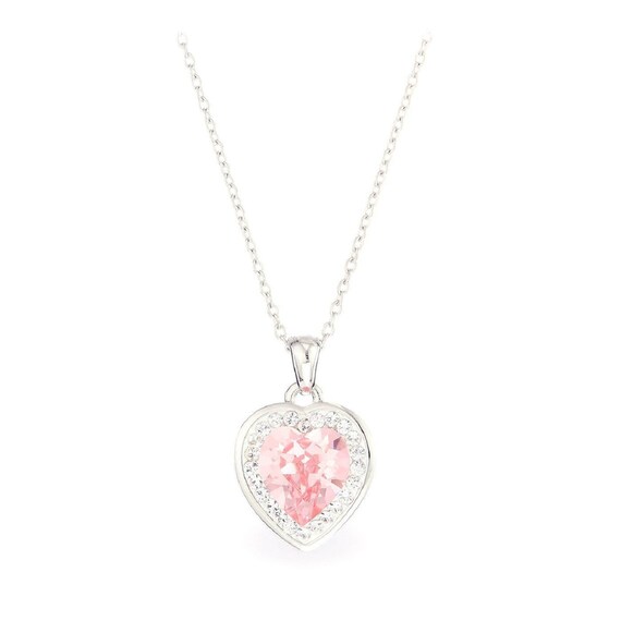 Pink Crystal Heart Leather Necklace - Simple Graces Jewelry