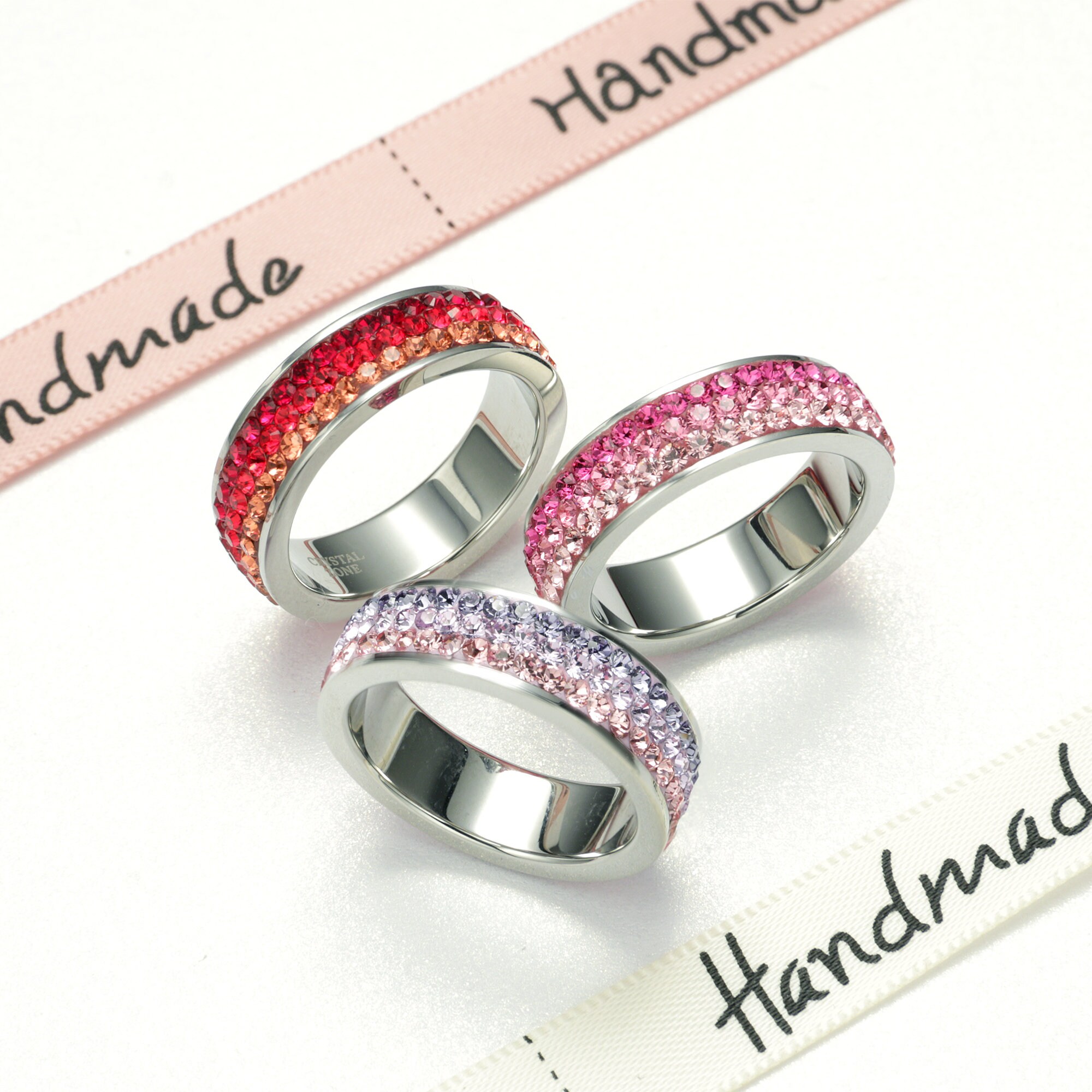 Swarovski LEA Rings Pair of Rings, Indian Pink – Zhannel