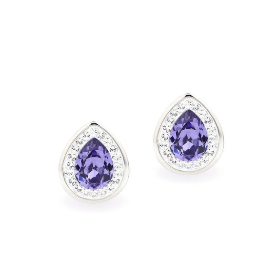 Tanzanite Earrings Sterling Silver • Teardrop Stud Earrings