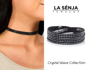Swarovski Black Choker Necklace Sparkly 