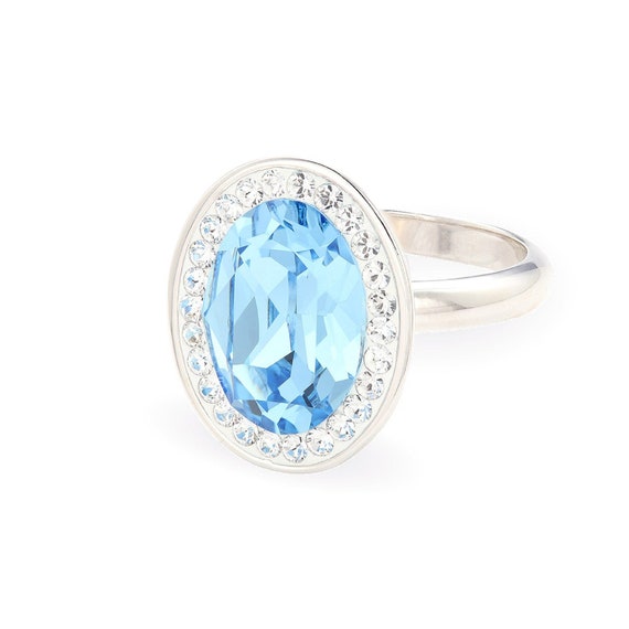Large Crystal Swarovski Ring . Aurora Borealis . Sterling Silver . Stacking  Ring . Promise Ring . Wedding Ring - Etsy