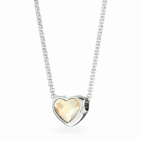 Golden Shadow Heart Necklace Swarovski Necklace Sparkly Crystal