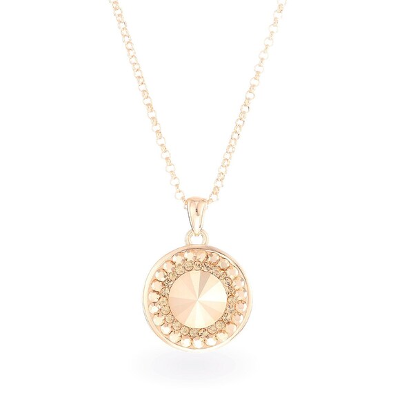 Rose Gold Necklace Round Gold Pendant 