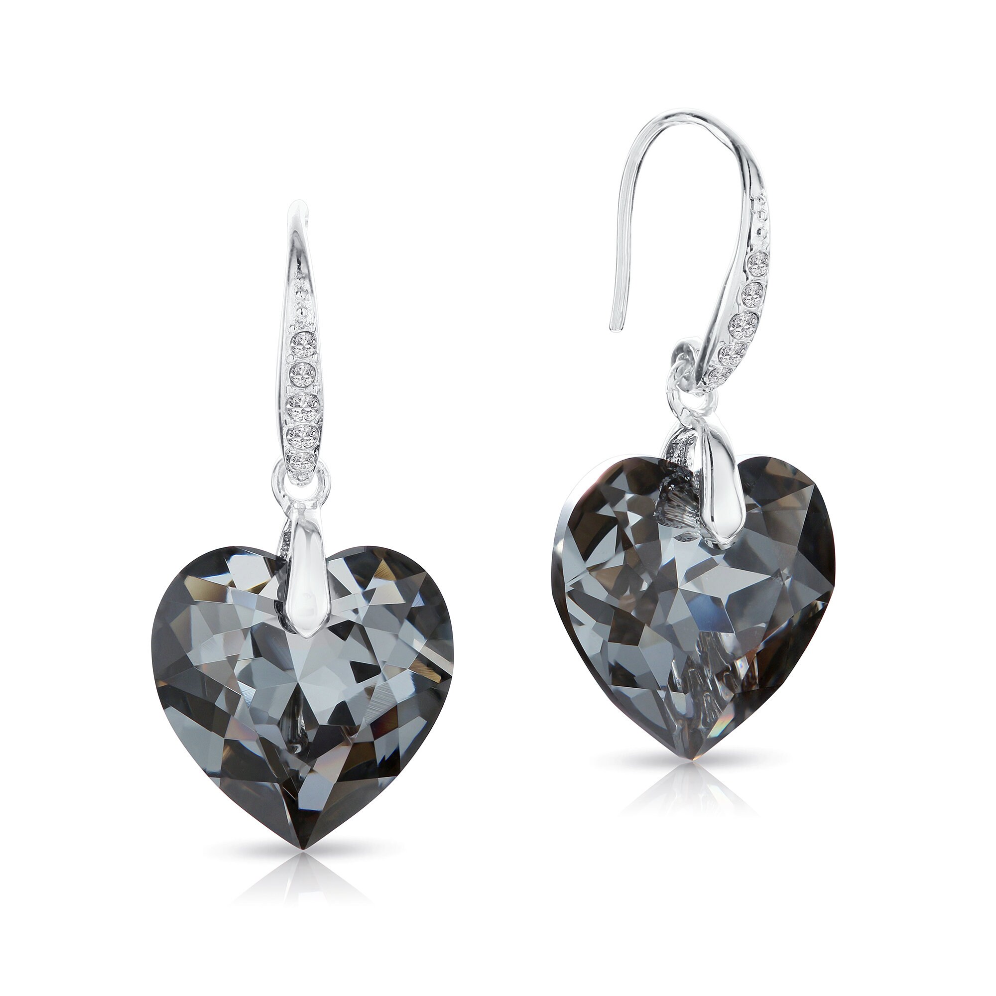 SWAROVSKI Crystal Heart Earrings Clip on Heart Shaped Austria - Etsy