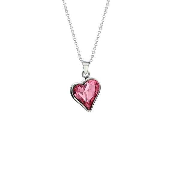 Sparkling Dance Pink Rhodium Plating Heart Necklace - Seven Season