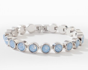 Blauer Opal Armband • Touchstone Armband • Swarovski Armband • Edelstahl Armband • Handgemachtes Geschenk für Sie