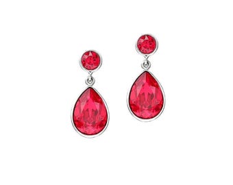 Red Crystal Earrings • Red Teardrop Earrings • Long Red Stud Earrings • Pear Shaped Earrings • Tear Drop Earrings • Handmade