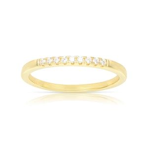 14k Gold Ring • Half Eternity Ring CZ Diamond • Wedding Band • Dainty Ring • Engagement Ring • Stacking Ring • Minimalist Ring