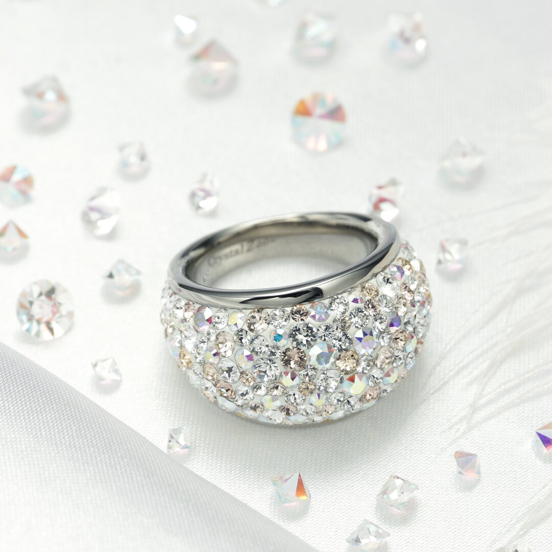 Swarovski Cocktail Ring Statement Ring Sparkly Crystal Ring Multi