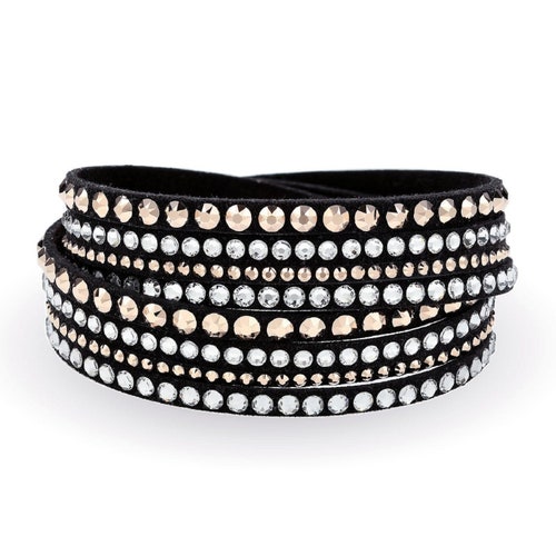 Swarovski Multistrand Black Bracelet • Adjustable Wrap Bracelet • Sparkly Crystal Bracelet • Double Wrap Around Bracelet • Slake Bracelet shops