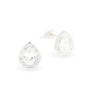 Crystal Teardrop Stud Earrings • Sterling Silver Stud Earrings • Pear Shaped Earrings • Tear Drop Earrings • Handmade