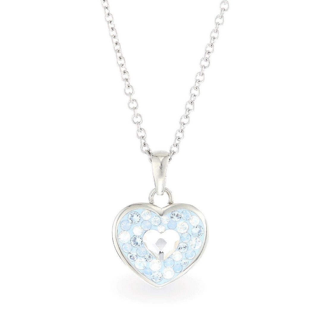 Sapphire Heart Necklace Light Blue Heart Necklace Stainless Steel Swarovski Necklace Handmade