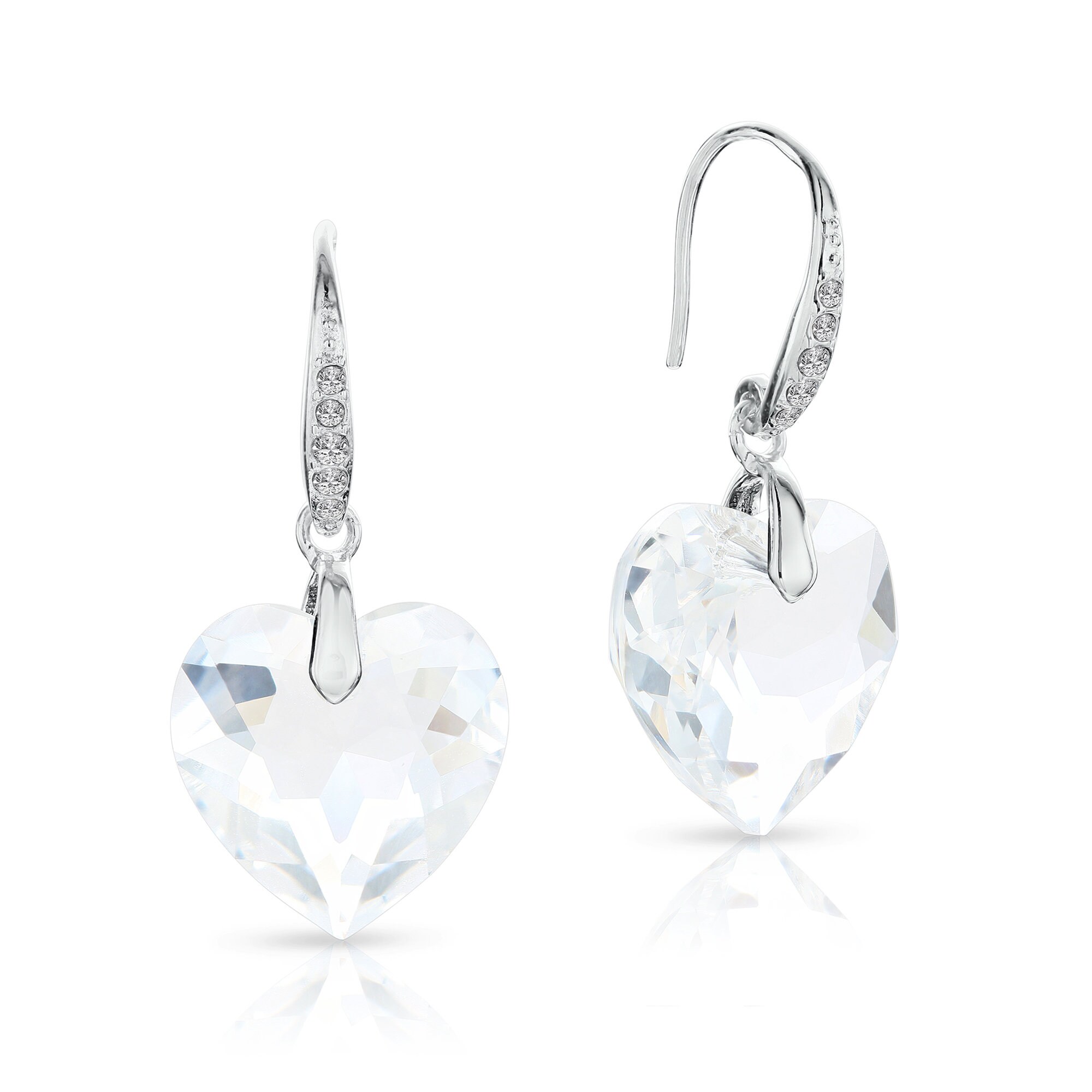 Swarovski Pink Heart Earrings Sparkly Crystal Heart Shaped