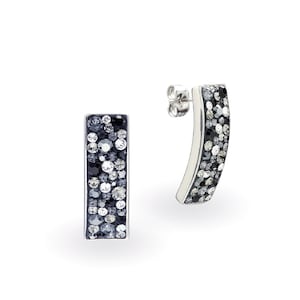 Black Bar Stud Earrings • Sparkly Curved Bar Earrings • Surgical Steel Earrings Studs • Rectangular Earrings • Handmade
