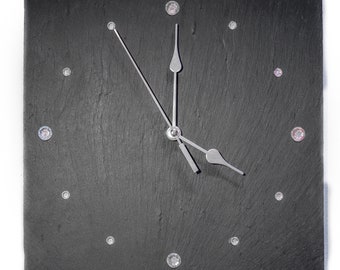 Hand Made Welsh Slate Clock with Gem Stones