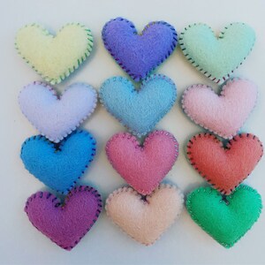 Wool Felt Hearts 10 Wool Felt Hearts 3-4CM/30-40MM 10 Felted Hearts Wet  Felted Hearts Single Color Bundle Choose a Color 