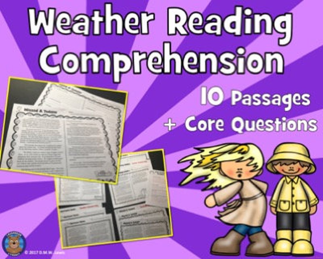 10 Weather Reading Comprehension Passages Funny Reading Etsy