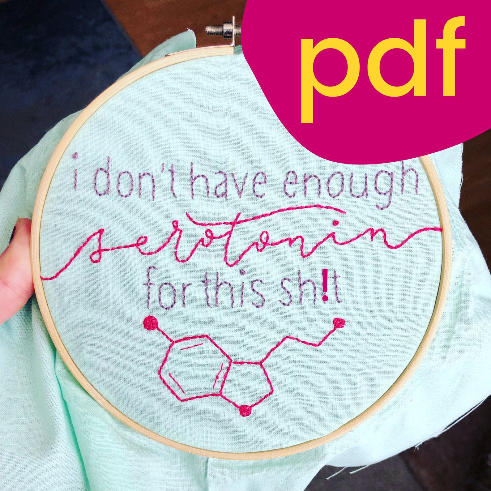 Serotonin embroidery pdf nwcvq snarky embroidery nwcvq  etsy Serotonin embroidery pdf nwcvq snarky embroidery nwcvq  etsy