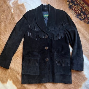 Vintage Danier Leather Soft Genuine Leather Fringe Blazer Jacket Size M-XL