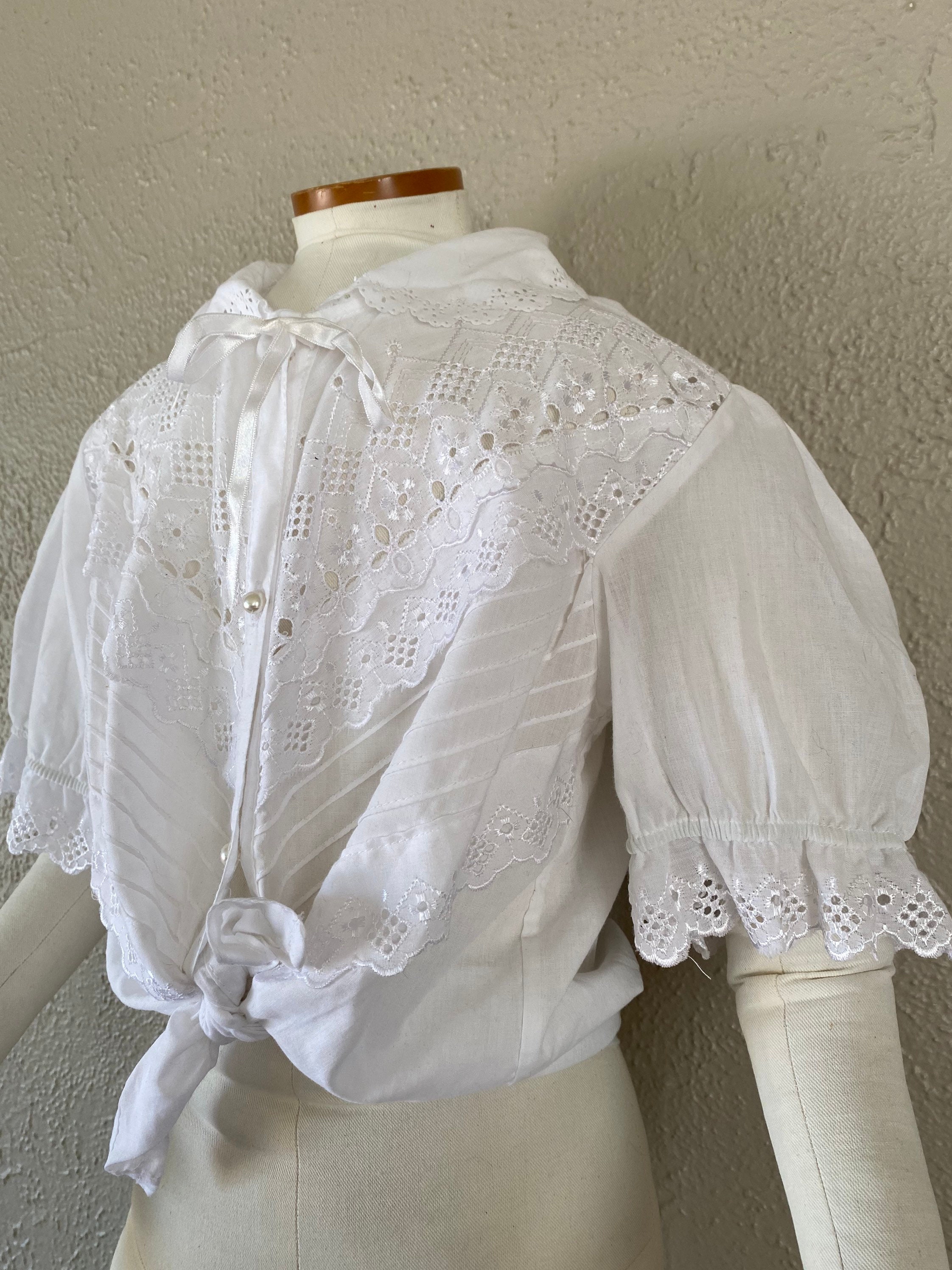 Vintage White Cotton and Lace Children's Short Sleeved | Etsy