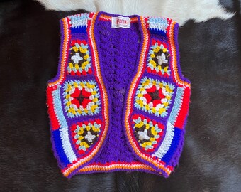 Vintage 1960s/70s Handmade Crochet Vest Woodward's Beacon XXS/XS