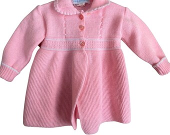 1980s HOLT RENFREW Pink Baby Cardigan Sweater Size 6M