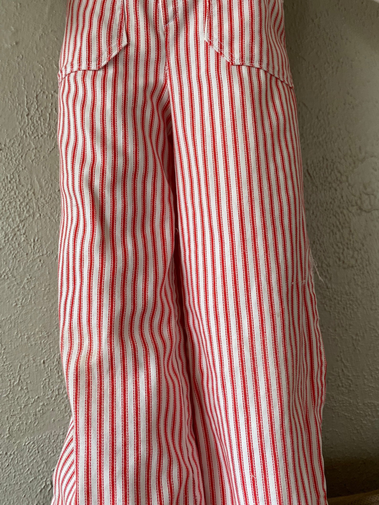 Kids Handmade Vintage Pinstripe Overalls Red White Size 6x Etsy