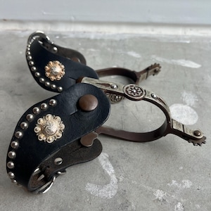 Antique Silver Trimmed Cowboy Spurs: Vintage Western Ranch Decor