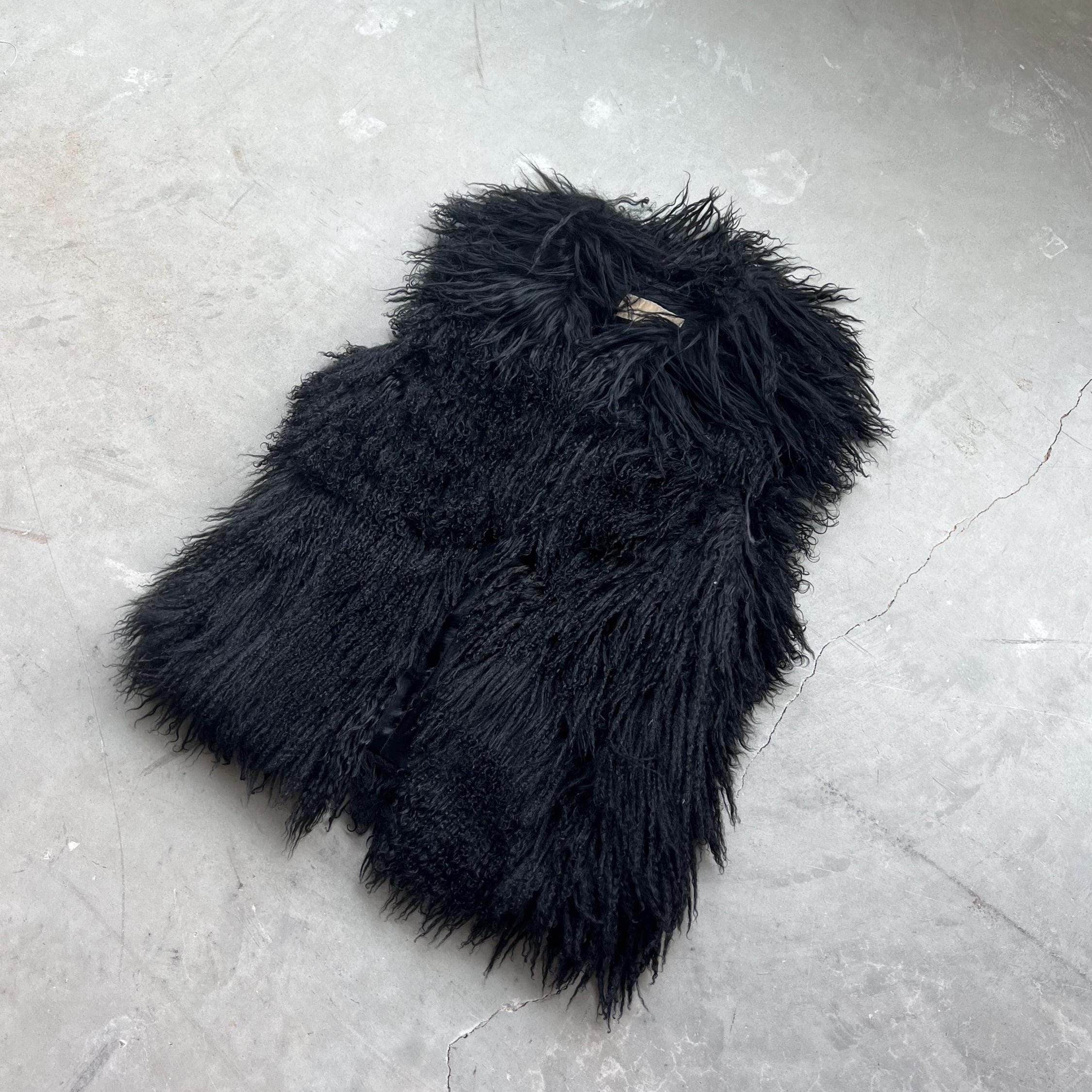 Y2K Retro Michael Kors Black Mongolian Lamb Fur Vest Size XS S Etsy