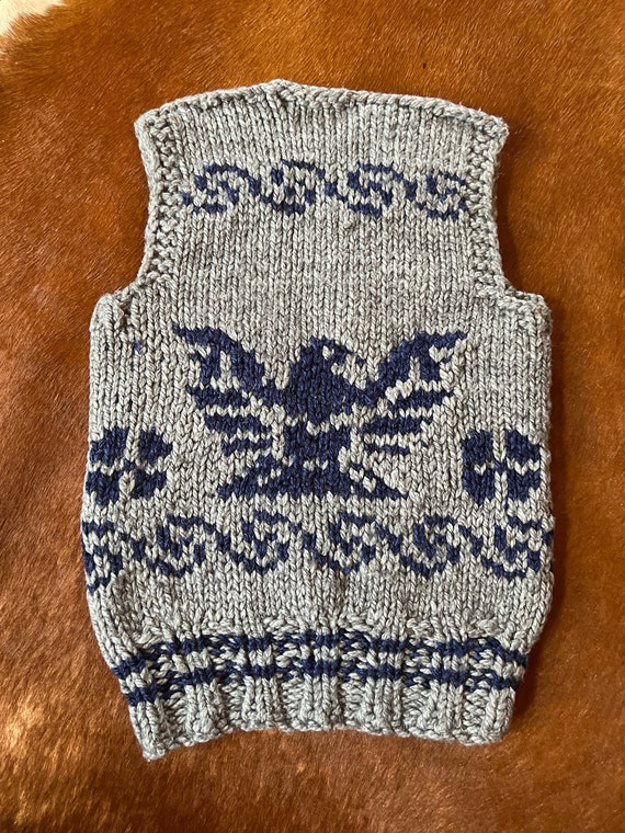 Vintage Cowichan Sweater Wool Hand-knit THUNDERBI… - image 3