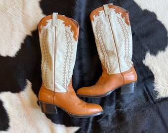 Vintage Two Tone Cowtown Western Boots Size 10M/11W