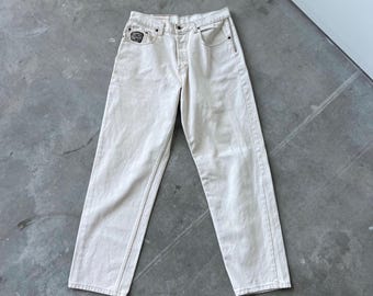 Vintage Lee White Mom Jeans, Vintage 80s Tapered Jeans