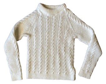 Hand Knit White Children’s Toddler Pull Over Sweater Size 3t