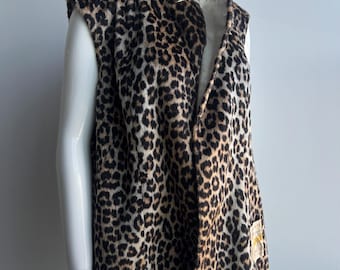 Faux Fur Leopard Print Zip up Vest Med - Etsy