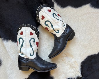 Vintage 90s Reboot 50's ACME Heart Inlay Boots Size 8
