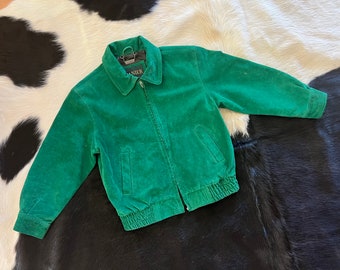 Danier Kids Green Suede 90s Vintage Genuine Leather Jacket