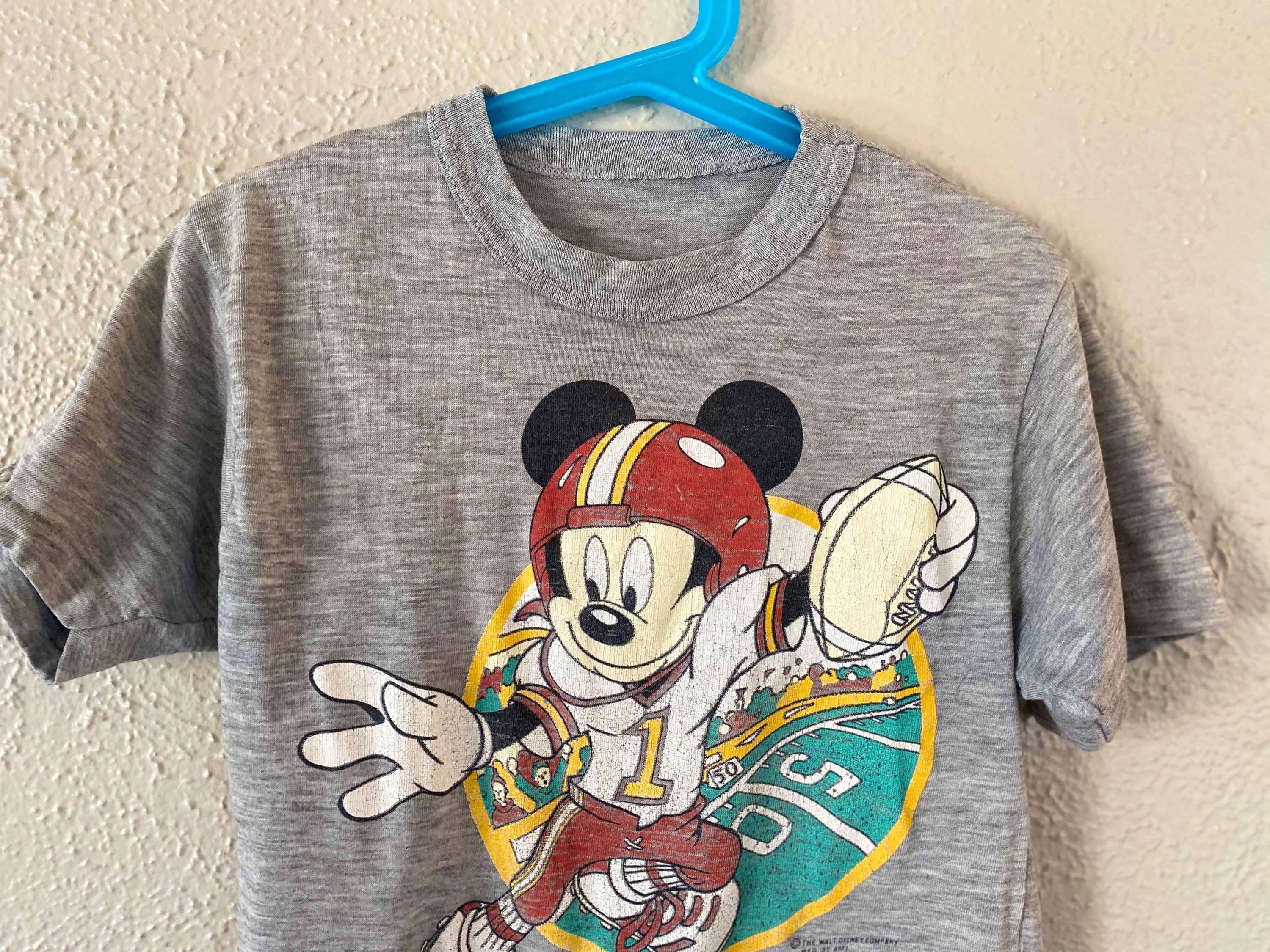 Thin Grey 80s Mickey Mouse Football Graphic Tee Size 4/5 | Etsy