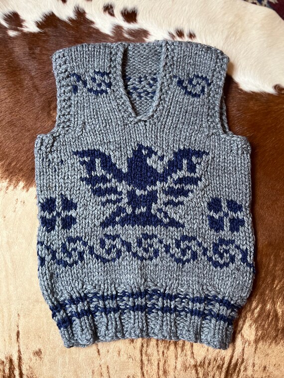Vintage Cowichan Sweater Wool Hand-knit THUNDERBI… - image 2