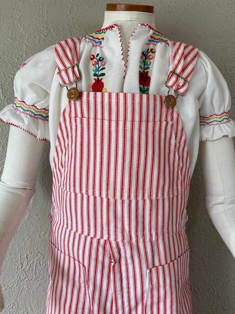 Kids Handmade Vintage Pinstripe Overalls Red White Size 6x Etsy
