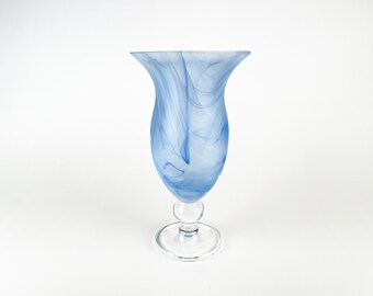 Matte Blue and White Glass Vase
