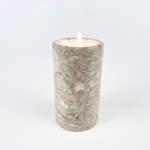 Fossil Stone Cylinder Candle Holder