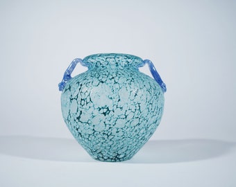 Hand-Blown Scavo Glass Amphora Vase